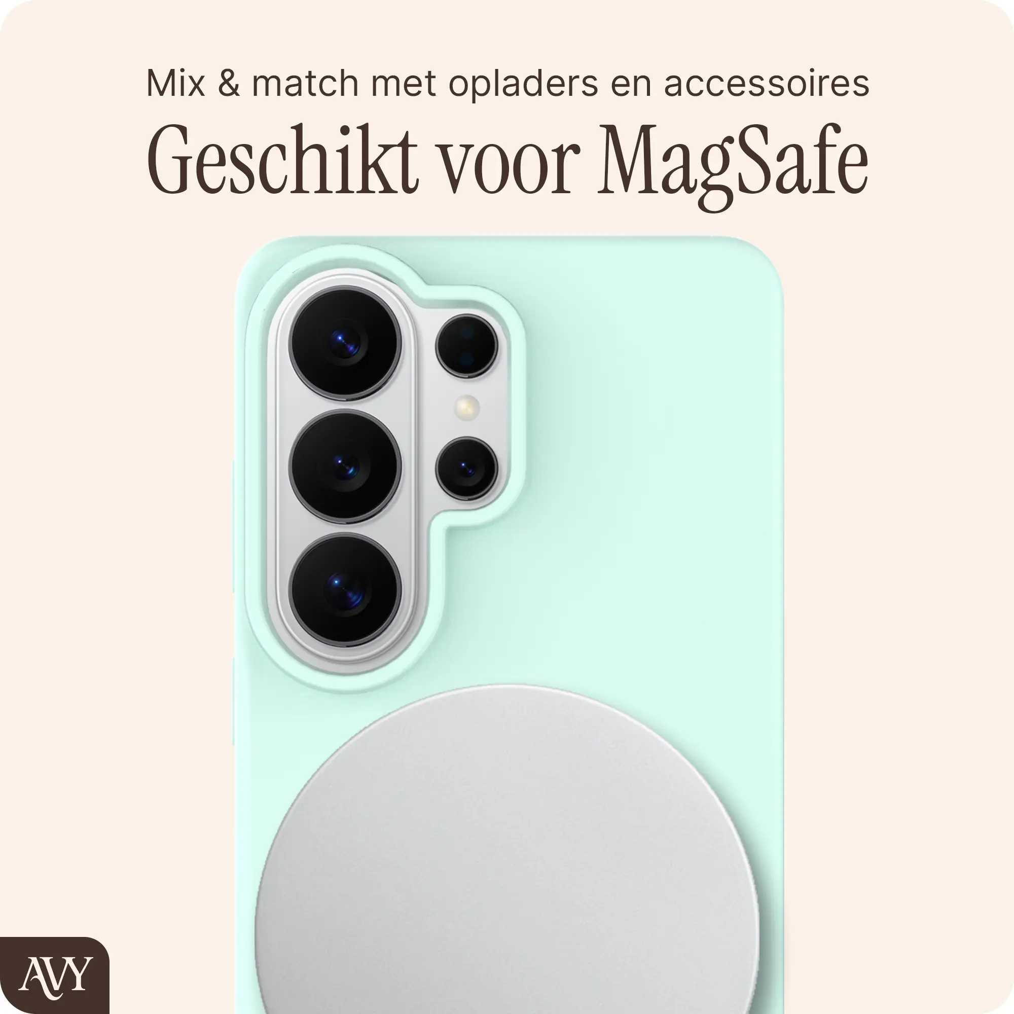 AVY Samsung Galaxy S26 Ultra Hoesje Liquid Silicone met MagSafe Matcha afbeelding 8