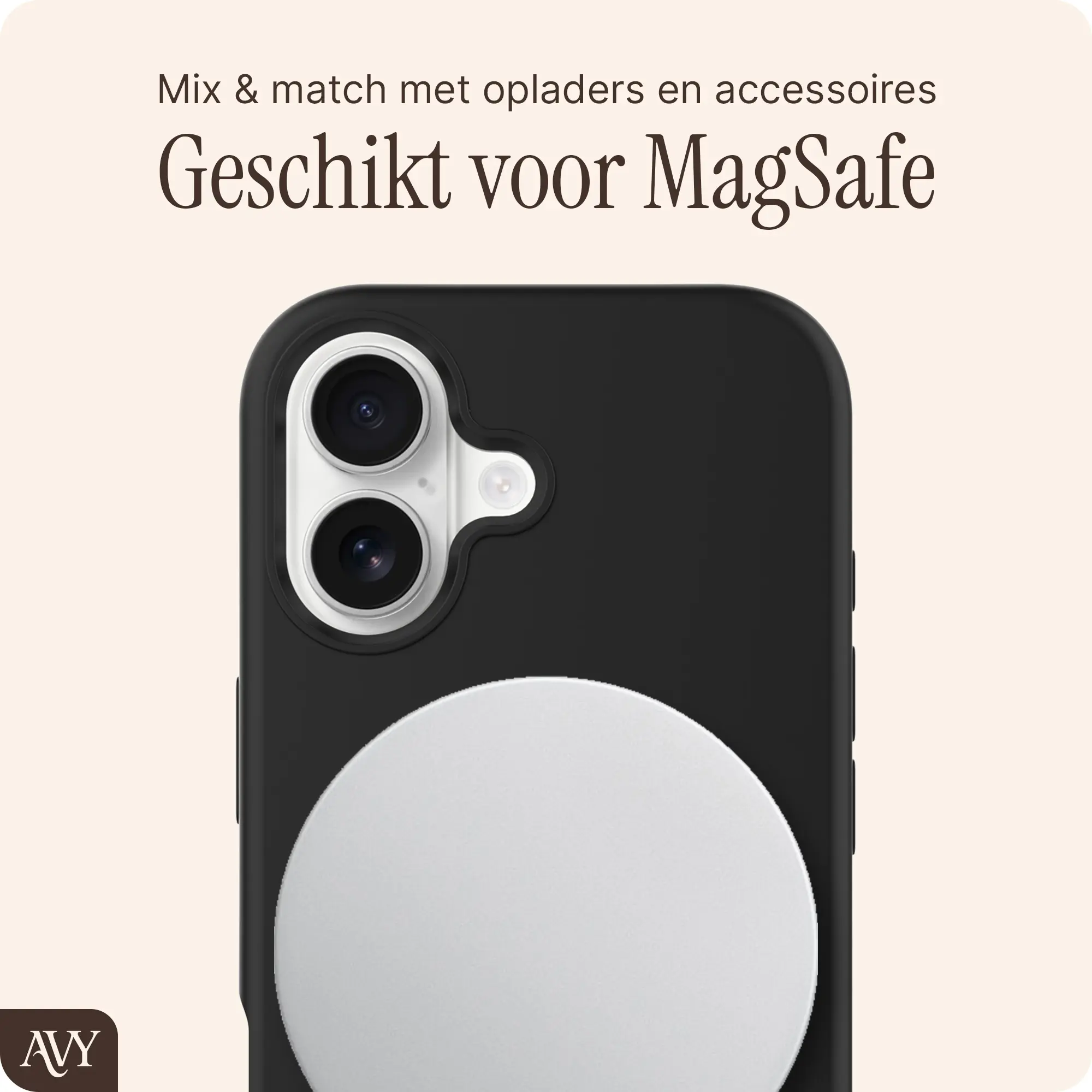 AVY Apple iPhone 17 Hoesje Liquid Silicone met MagSafe Zwart afbeelding 8