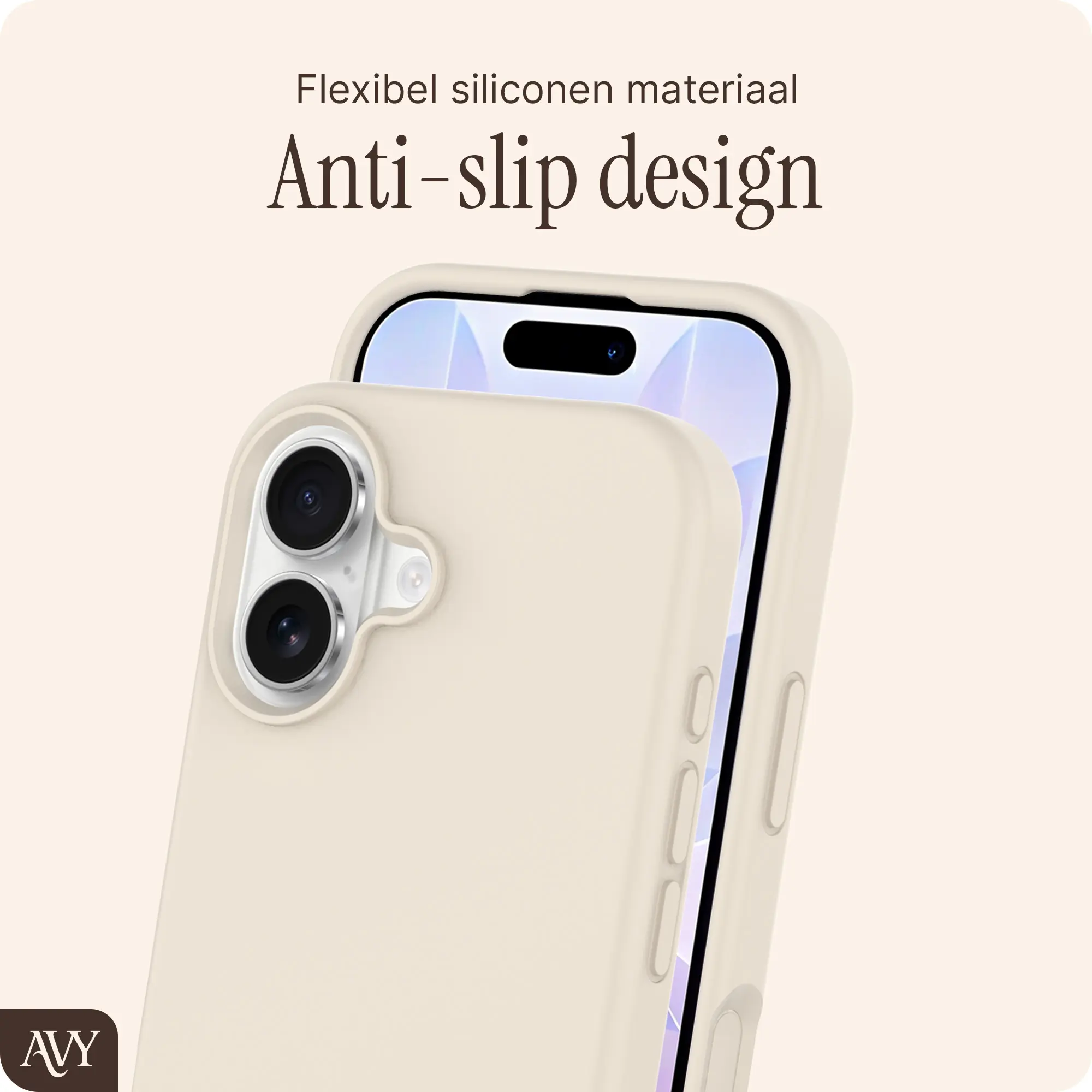 AVY Apple iPhone 17 Hoesje Liquid Silicone met MagSafe Beige afbeelding 7