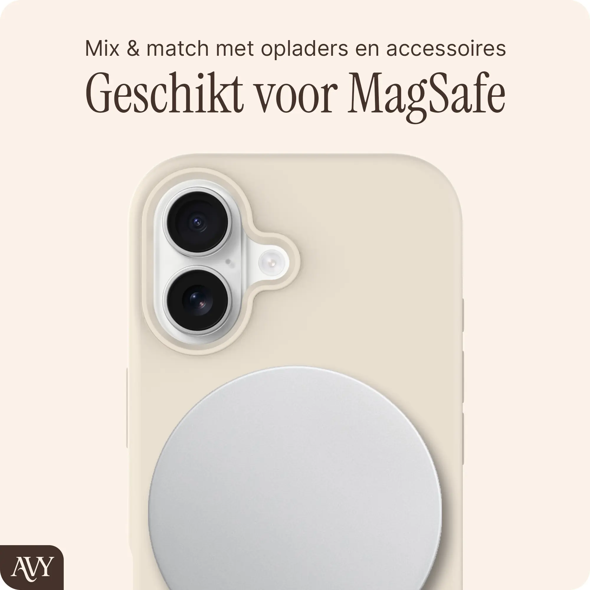 AVY Apple iPhone 17 Hoesje Liquid Silicone met MagSafe Beige afbeelding 8