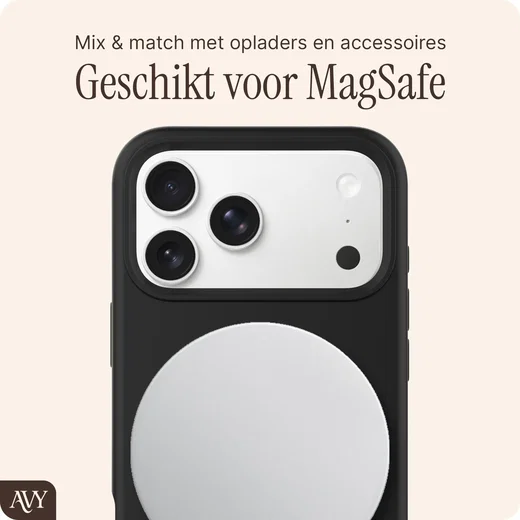 AVY Apple iPhone 17 Pro Hoesje Liquid Silicone met MagSafe Zwart afbeelding 7