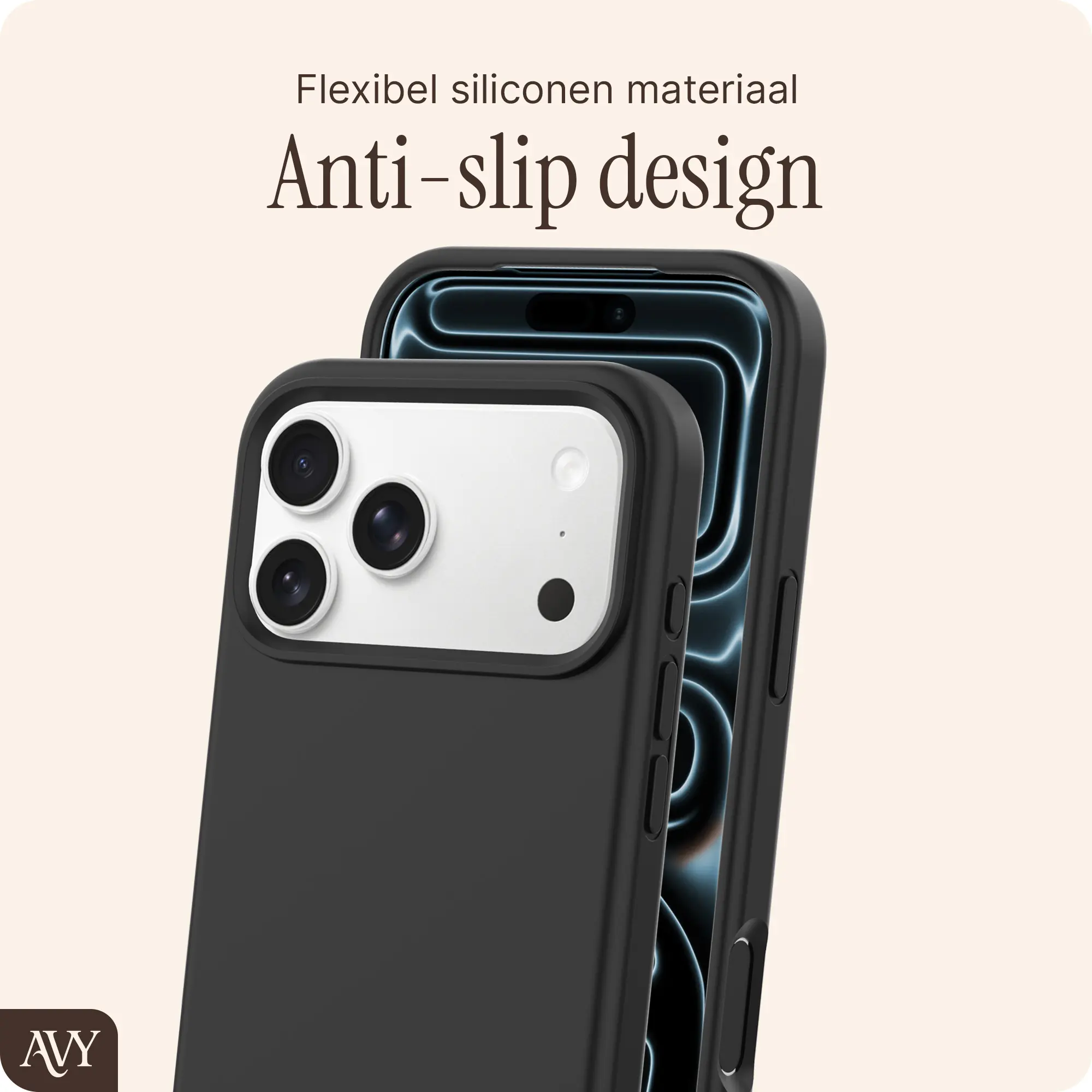 AVY Apple iPhone 17 Pro Hoesje Liquid Silicone met MagSafe Zwart afbeelding 10