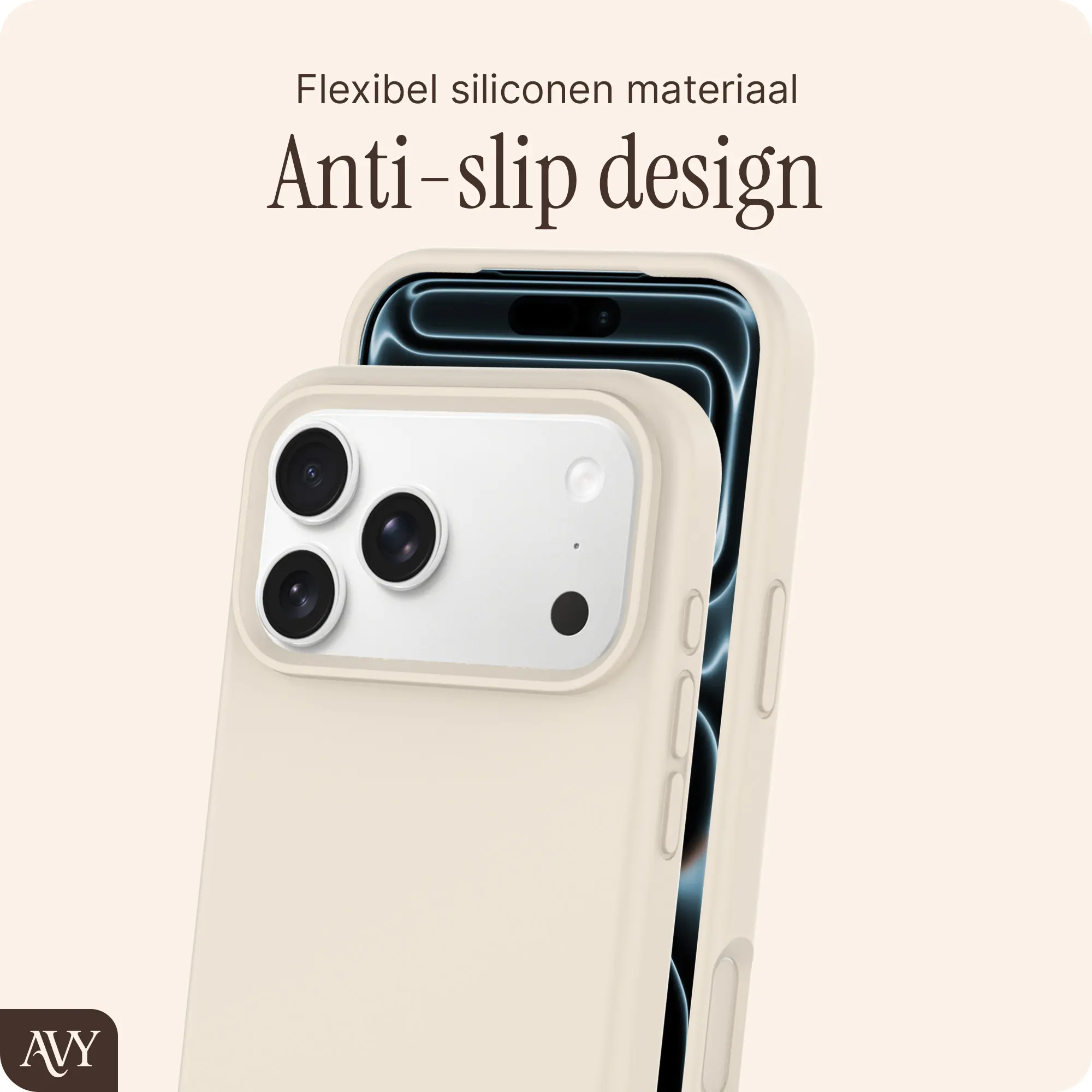 AVY Apple iPhone 17 Pro Hoesje Liquid Silicone met MagSafe Beige afbeelding 7