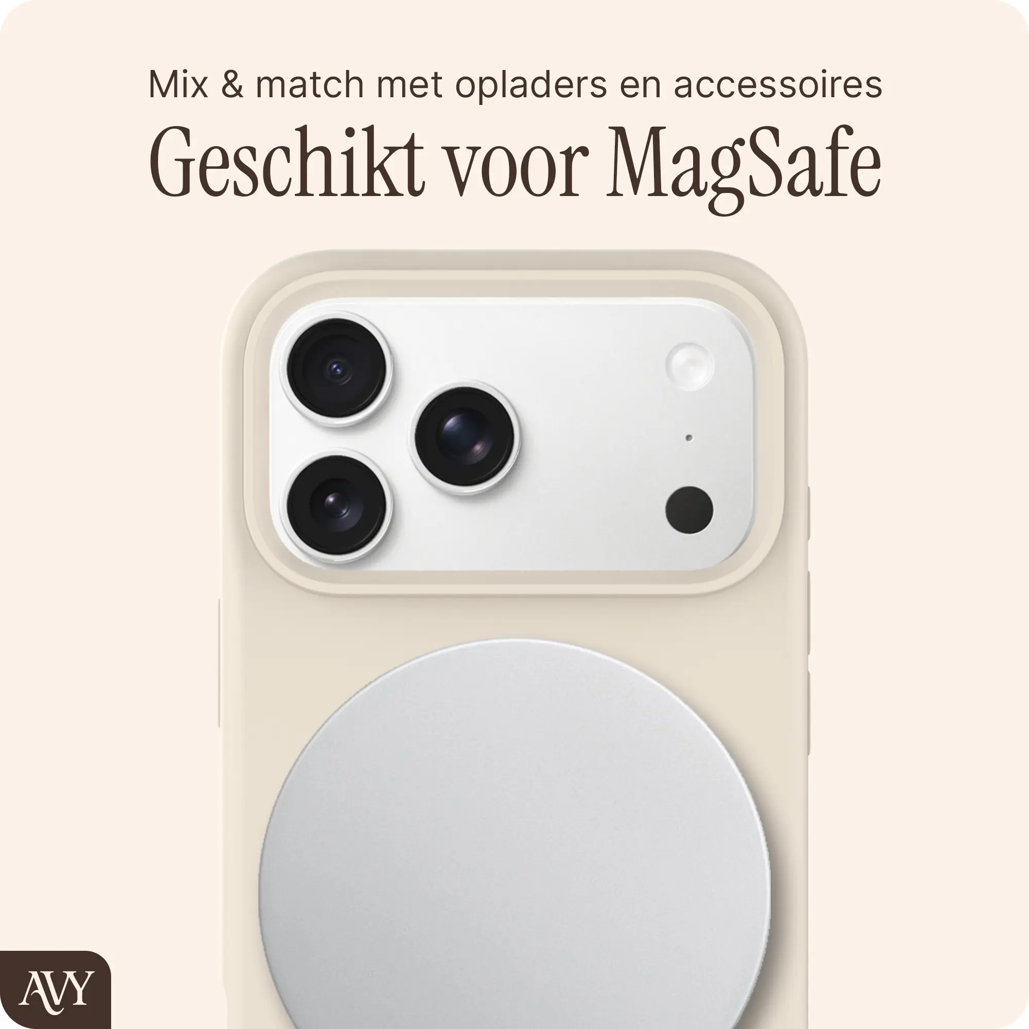 AVY Apple iPhone 17 Pro Hoesje Liquid Silicone met MagSafe Beige afbeelding 8