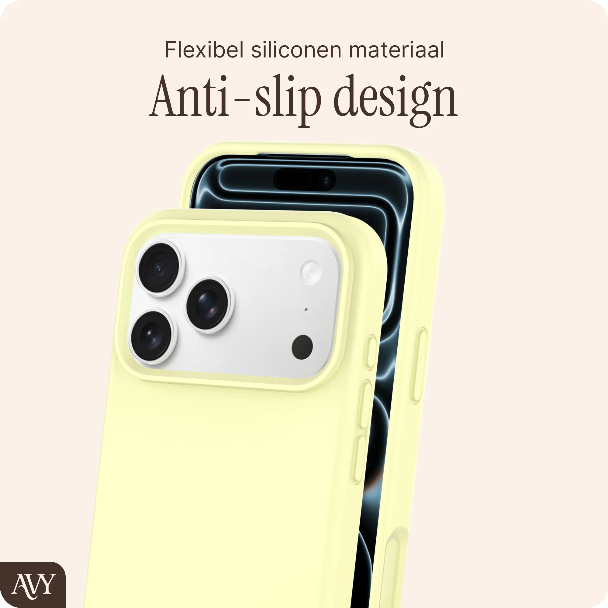 AVY Apple iPhone 17 Pro Hoesje Liquid Silicone met MagSafe Butter Yellow afbeelding 7