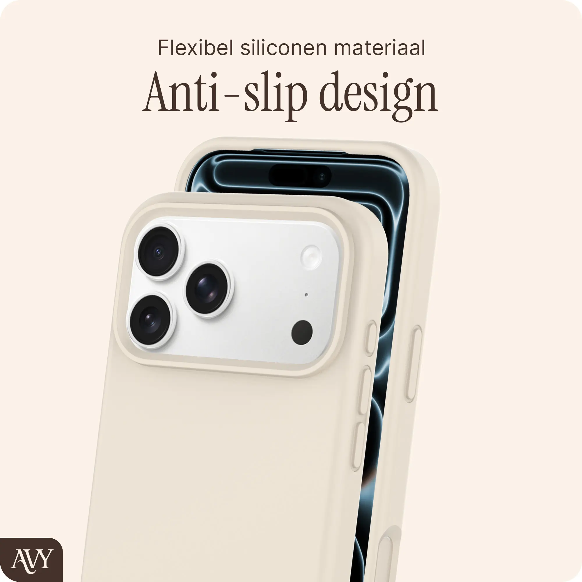 AVY Apple iPhone 17 Pro Max Hoesje Liquid Silicone met MagSafe Beige afbeelding 7