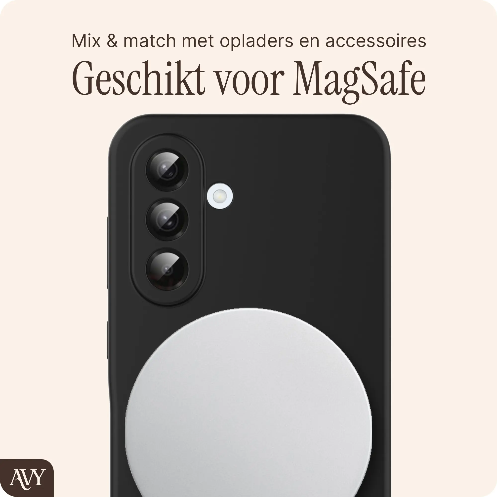 AVY Samsung Galaxy A56 / A36 Hoesje Liquid Silicone met MagSafe Zwart afbeelding 6