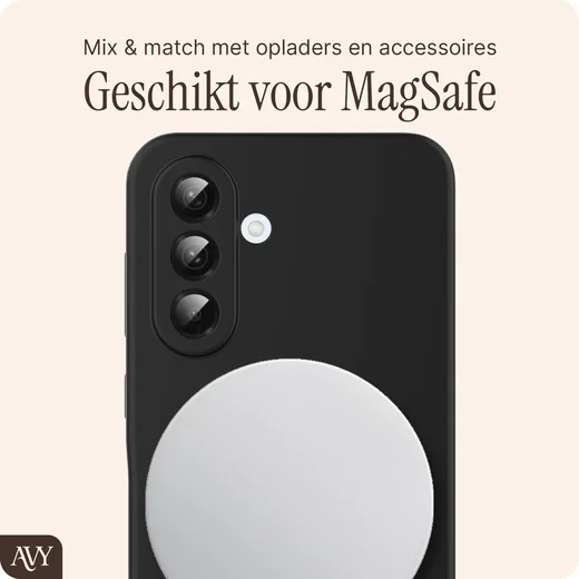 AVY Samsung Galaxy A56 / A36 Hoesje Liquid Silicone met MagSafe Zwart afbeelding 6