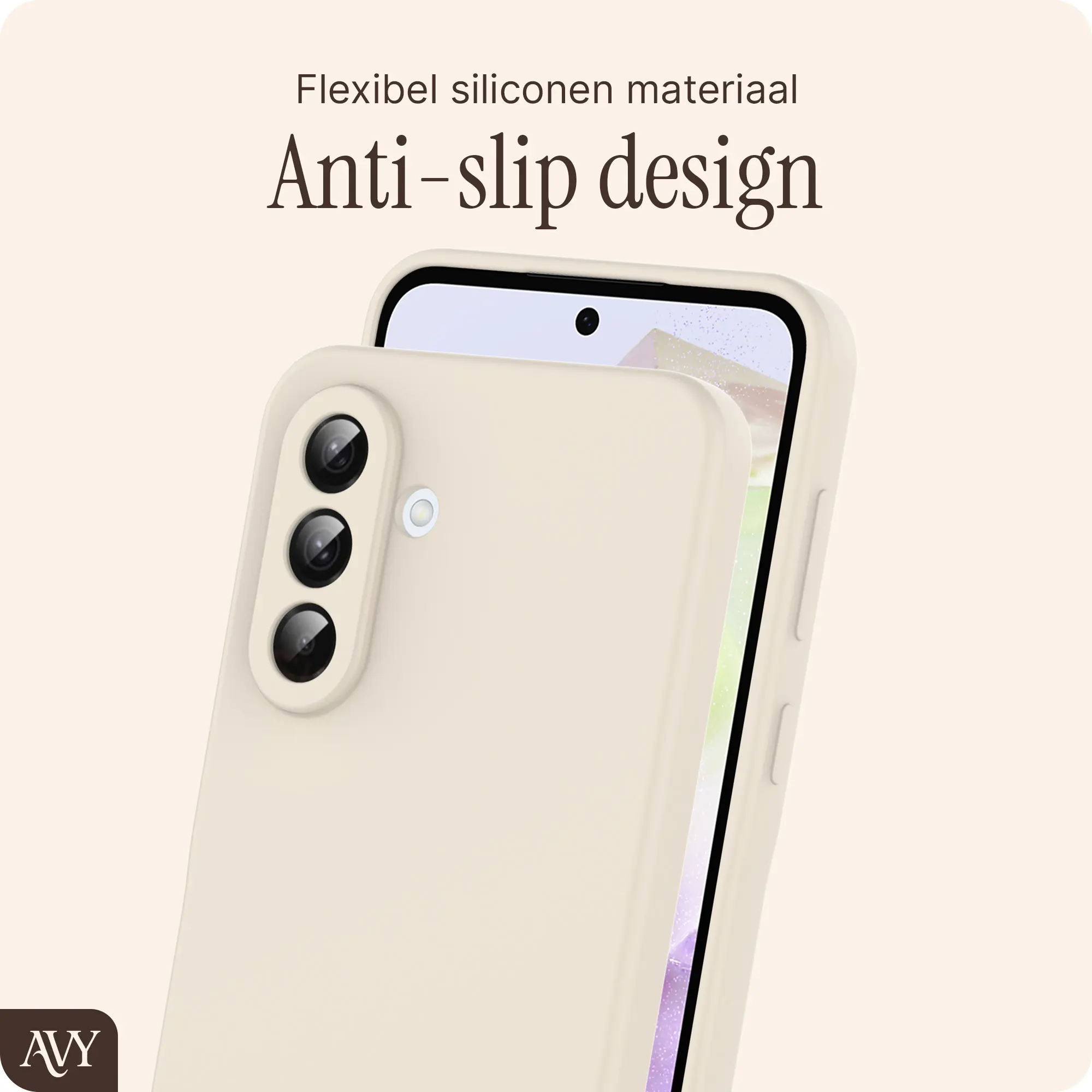 AVY Samsung Galaxy A56 / A36 Hoesje Liquid Silicone met MagSafe Beige afbeelding 6