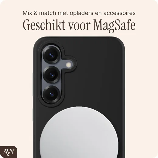 AVY Samsung Galaxy S25 / S24 Hoesje Liquid Silicone met MagSafe Zwart afbeelding 6