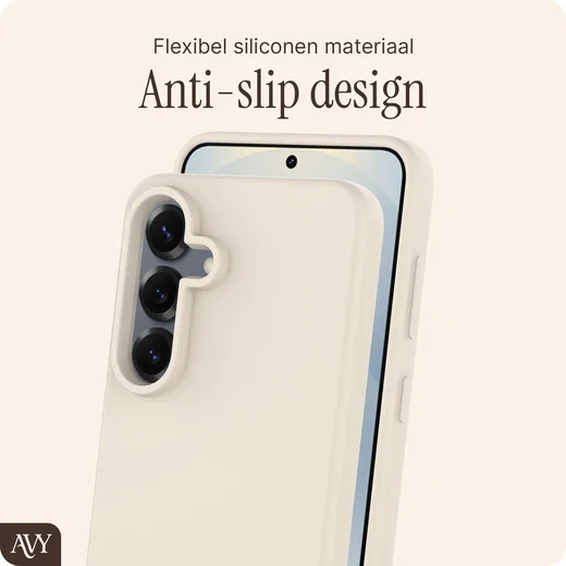 AVY Samsung Galaxy S25 / S24 Hoesje Liquid Silicone met MagSafe Beige afbeelding 6