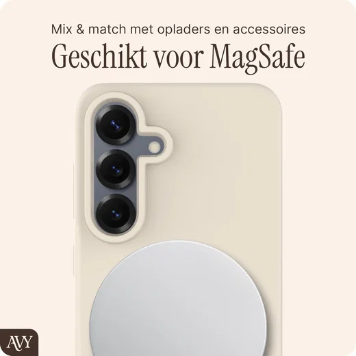 AVY Samsung Galaxy S25 / S24 Hoesje Liquid Silicone met MagSafe Beige afbeelding 7