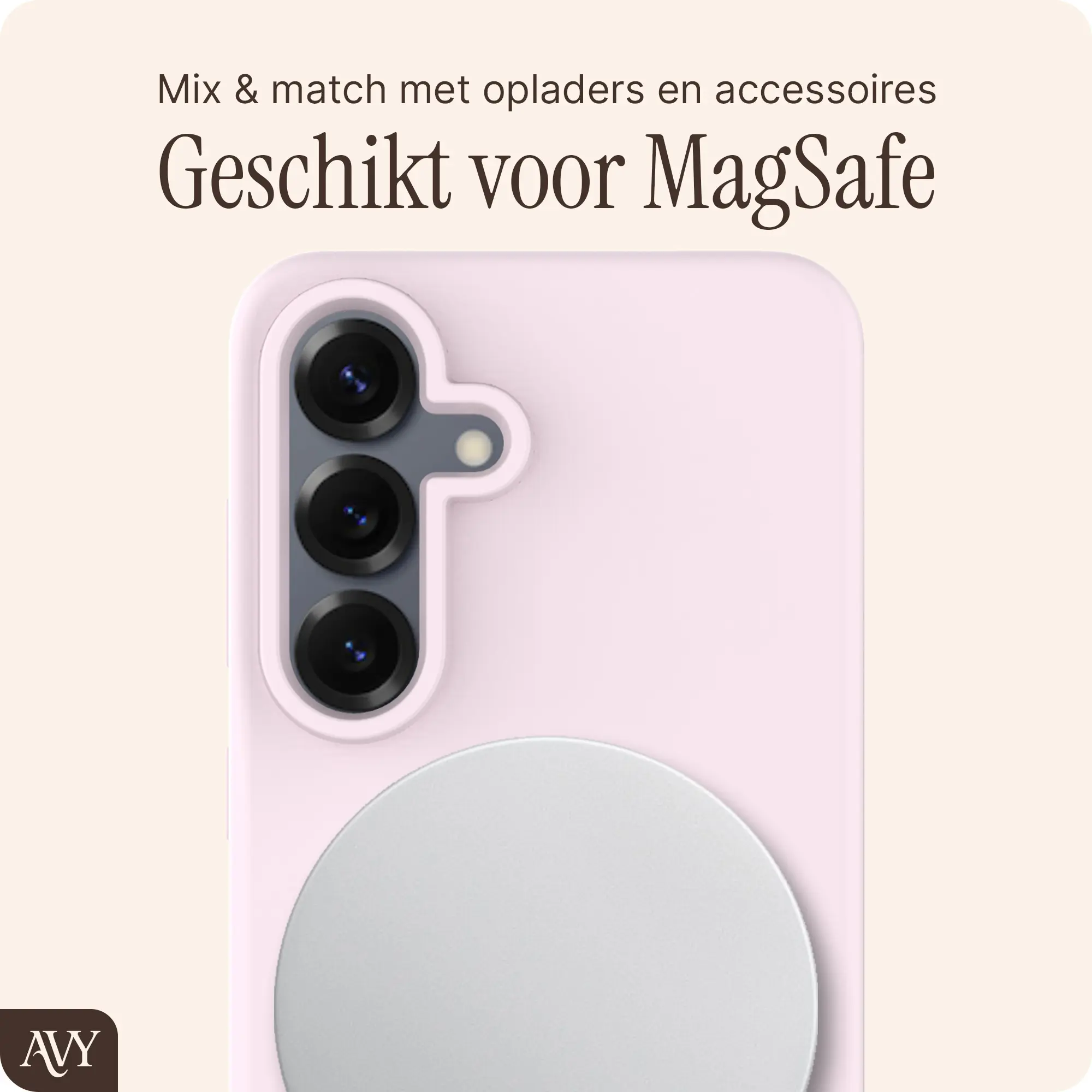 AVY Samsung Galaxy S25 / S24 Hoesje Liquid Silicone met MagSafe Roze afbeelding 8