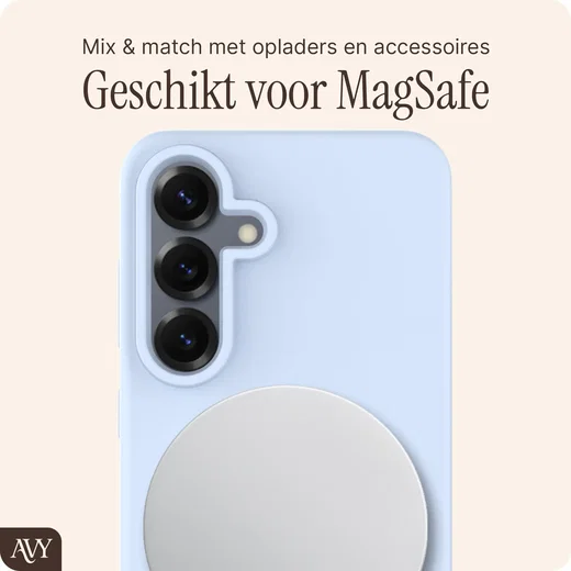 AVY Samsung Galaxy S25 / S24 Hoesje Liquid Silicone met MagSafe Blauw afbeelding 7