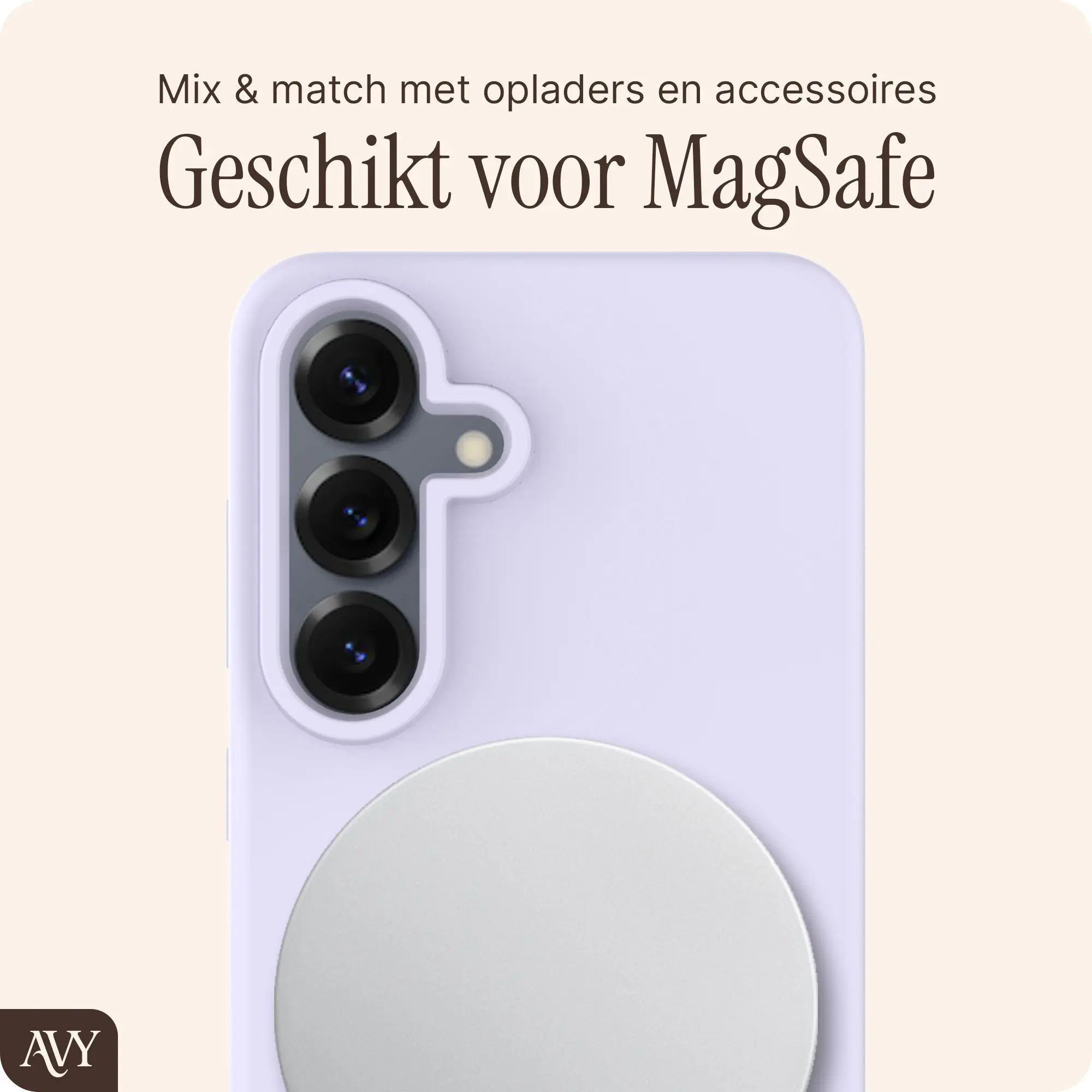 AVY Samsung Galaxy S25 / S24 Hoesje Liquid Silicone met MagSafe Paars afbeelding 7