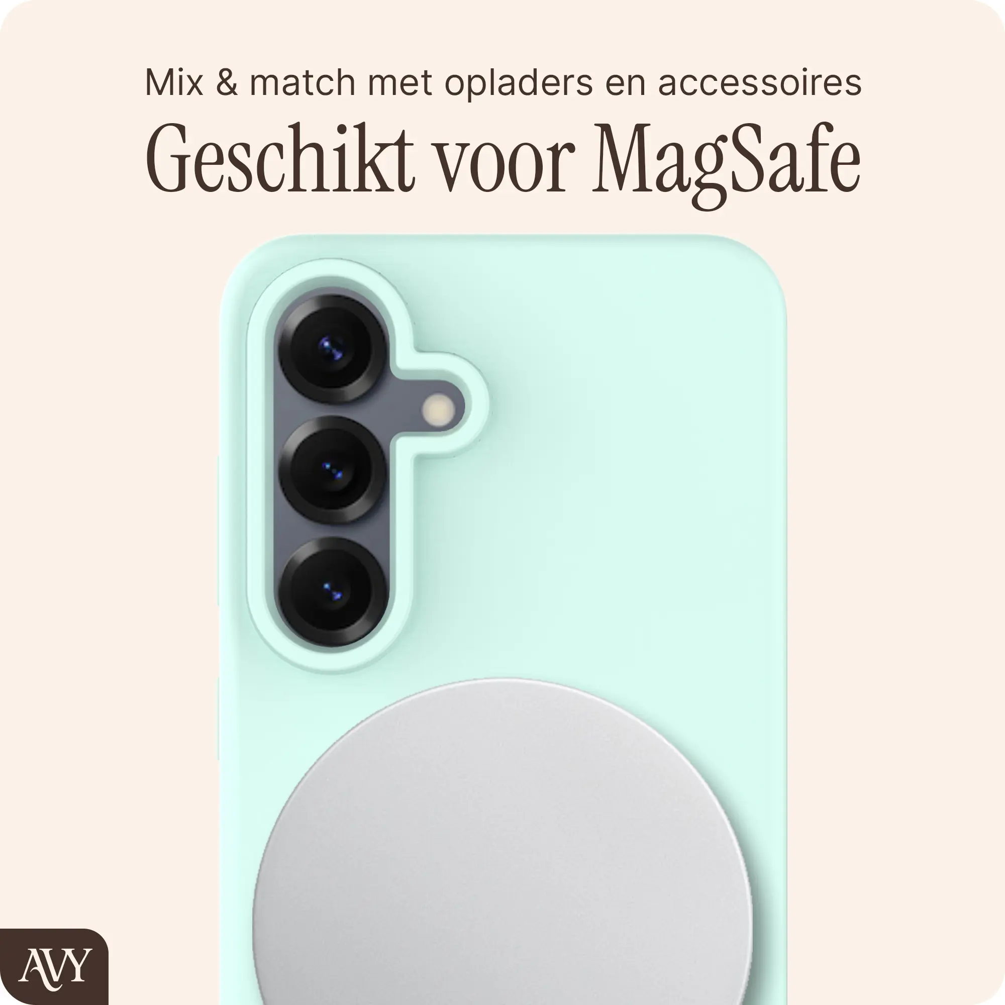 AVY Samsung Galaxy S25 / S24 Hoesje Liquid Silicone met MagSafe Matcha afbeelding 7