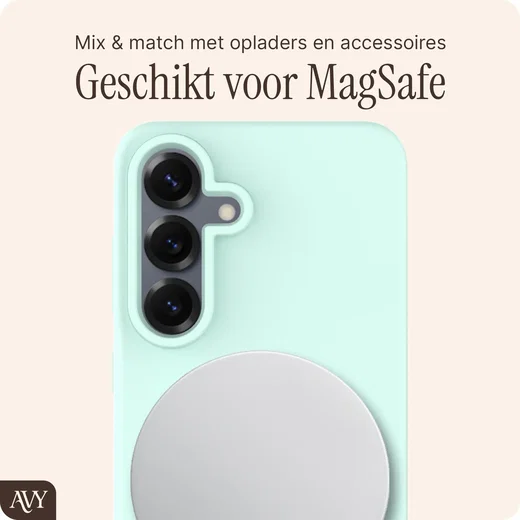 AVY Samsung Galaxy S25 / S24 Hoesje Liquid Silicone met MagSafe Matcha afbeelding 7