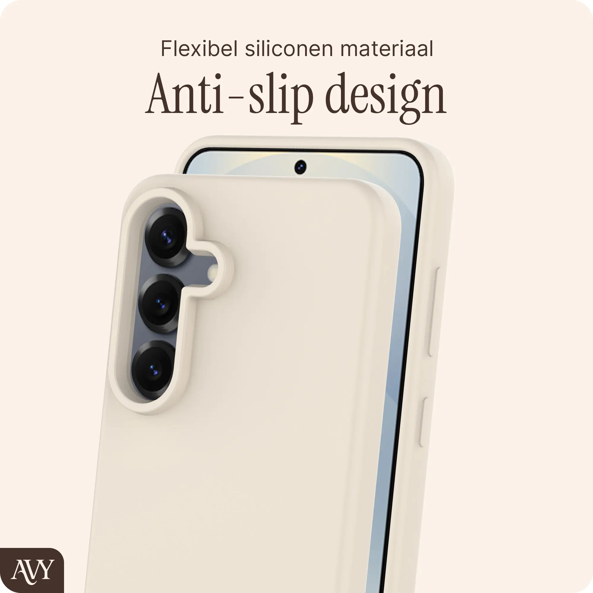 AVY Samsung S25 Plus / S24 Plus Hoesje Liquid Silicone met MagSafe Beige afbeelding 6