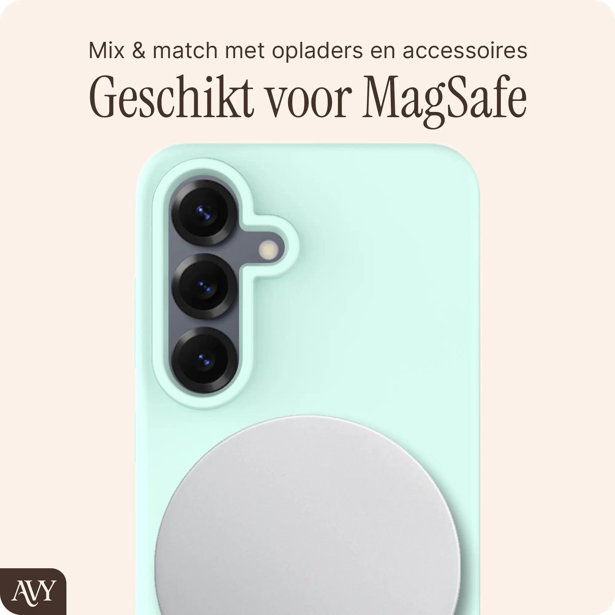 AVY Samsung Galaxy S25 Plus / S24 Plus Hoesje Liquid Silicone met MagSafe Matcha afbeelding 6