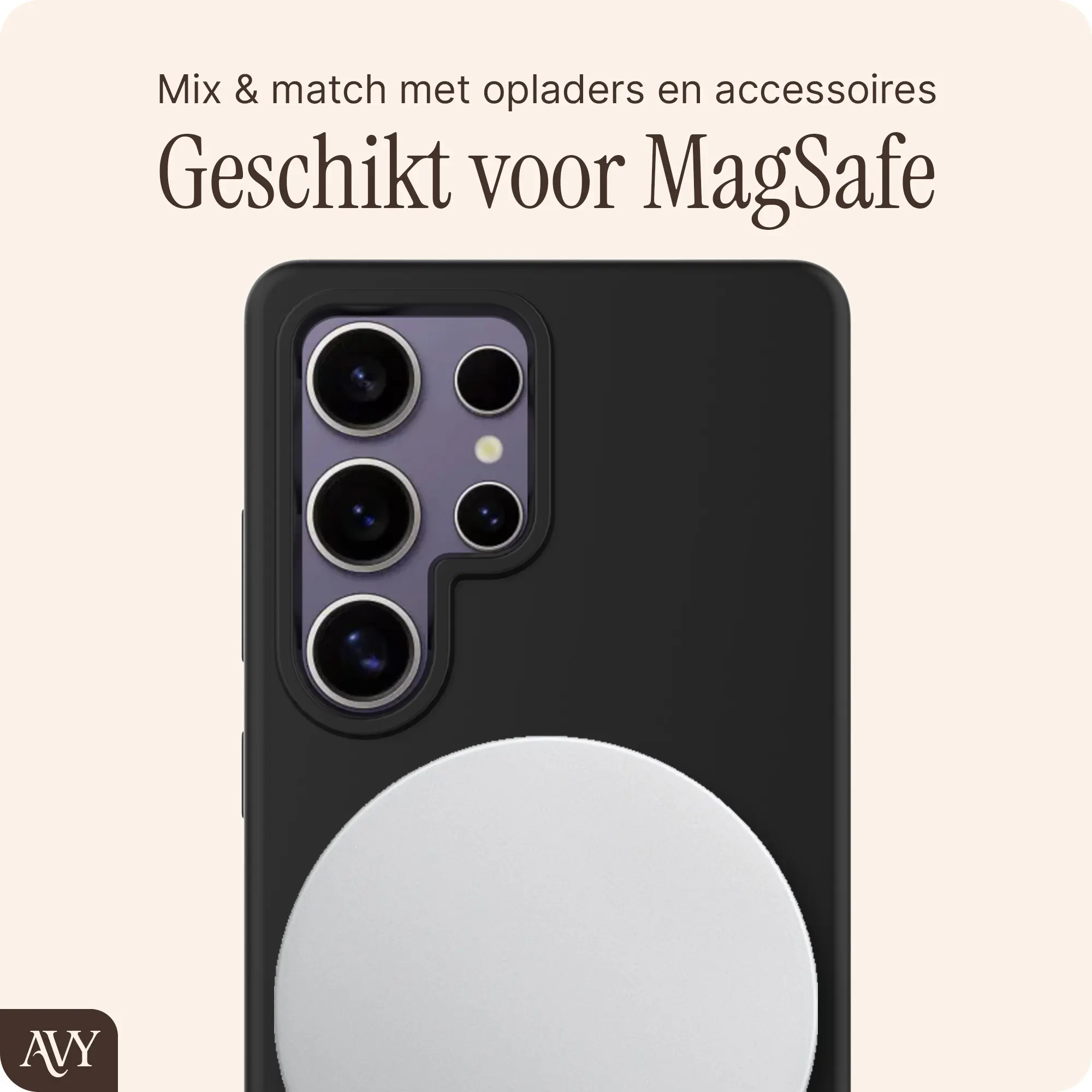AVY Samsung Galaxy S25 Ultra Hoesje Liquid Silicone met MagSafe Zwart afbeelding 8