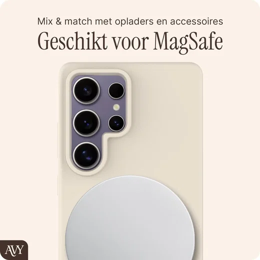 AVY Samsung Galaxy S25 Ultra Hoesje Liquid Silicone met MagSafe Beige afbeelding 8
