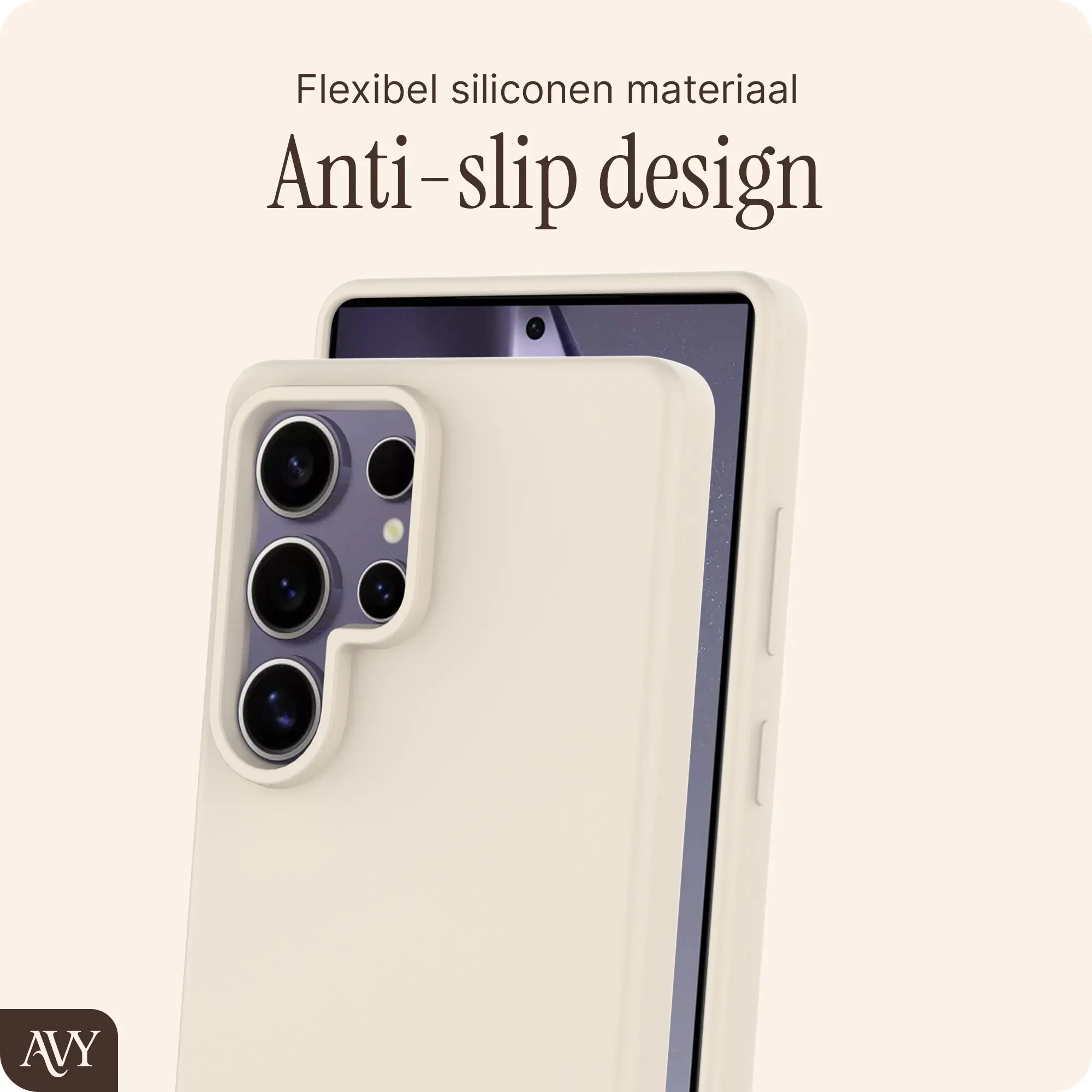 AVY Samsung Galaxy S25 Ultra Hoesje Liquid Silicone met MagSafe Beige afbeelding 7