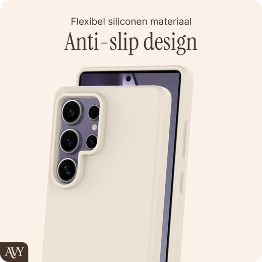 AVY Samsung Galaxy S25 Ultra Hoesje Liquid Silicone met MagSafe Beige afbeelding 7