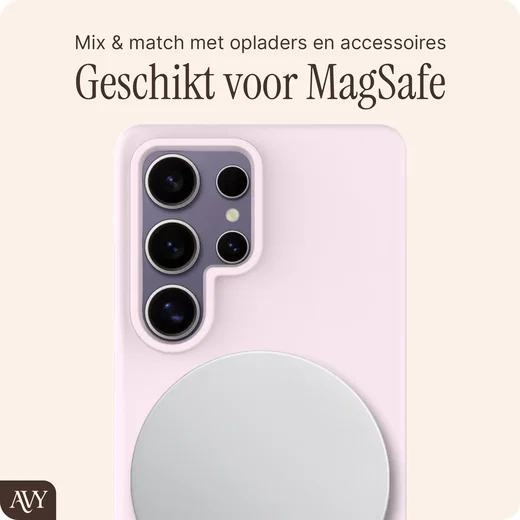 AVY Samsung Galaxy S25 Ultra Hoesje Liquid Silicone met MagSafe Roze afbeelding 8