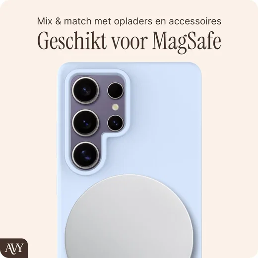 AVY Samsung Galaxy S25 Ultra Hoesje Liquid Silicone met MagSafe Blauw afbeelding 8