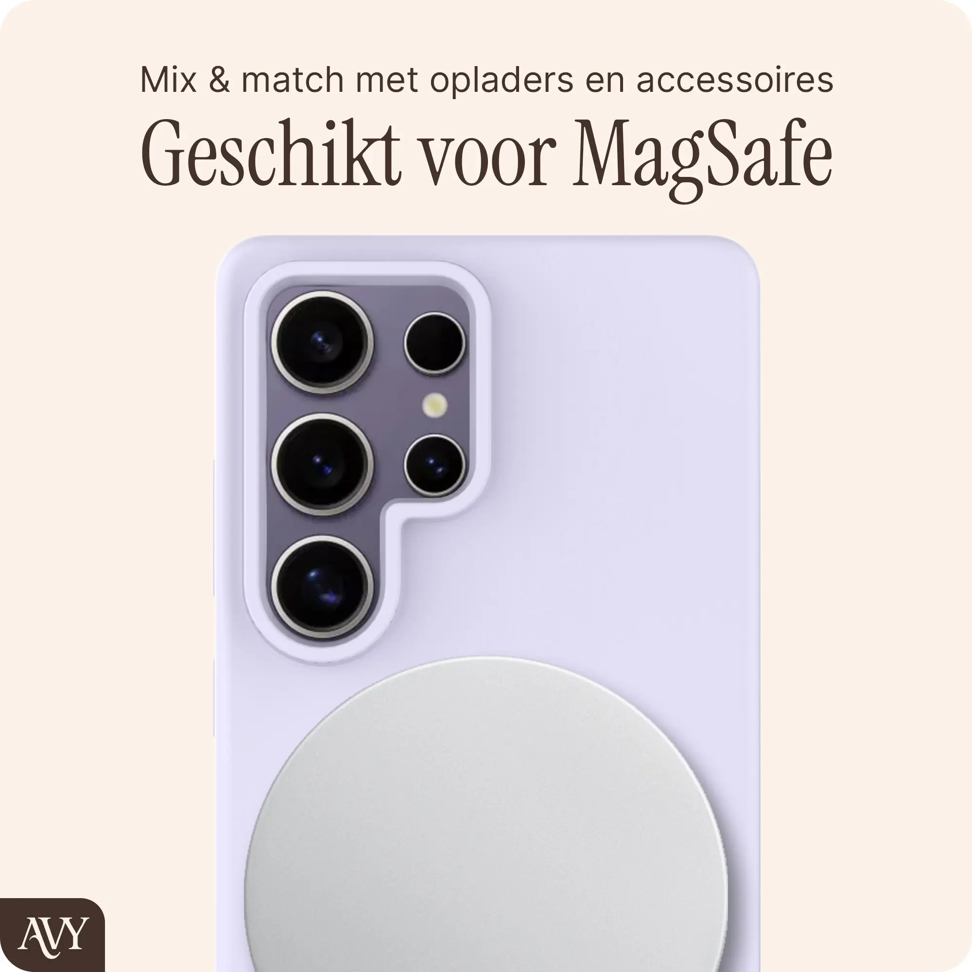 AVY Samsung Galaxy S25 Ultra Hoesje Liquid Silicone met MagSafe Paars afbeelding 8