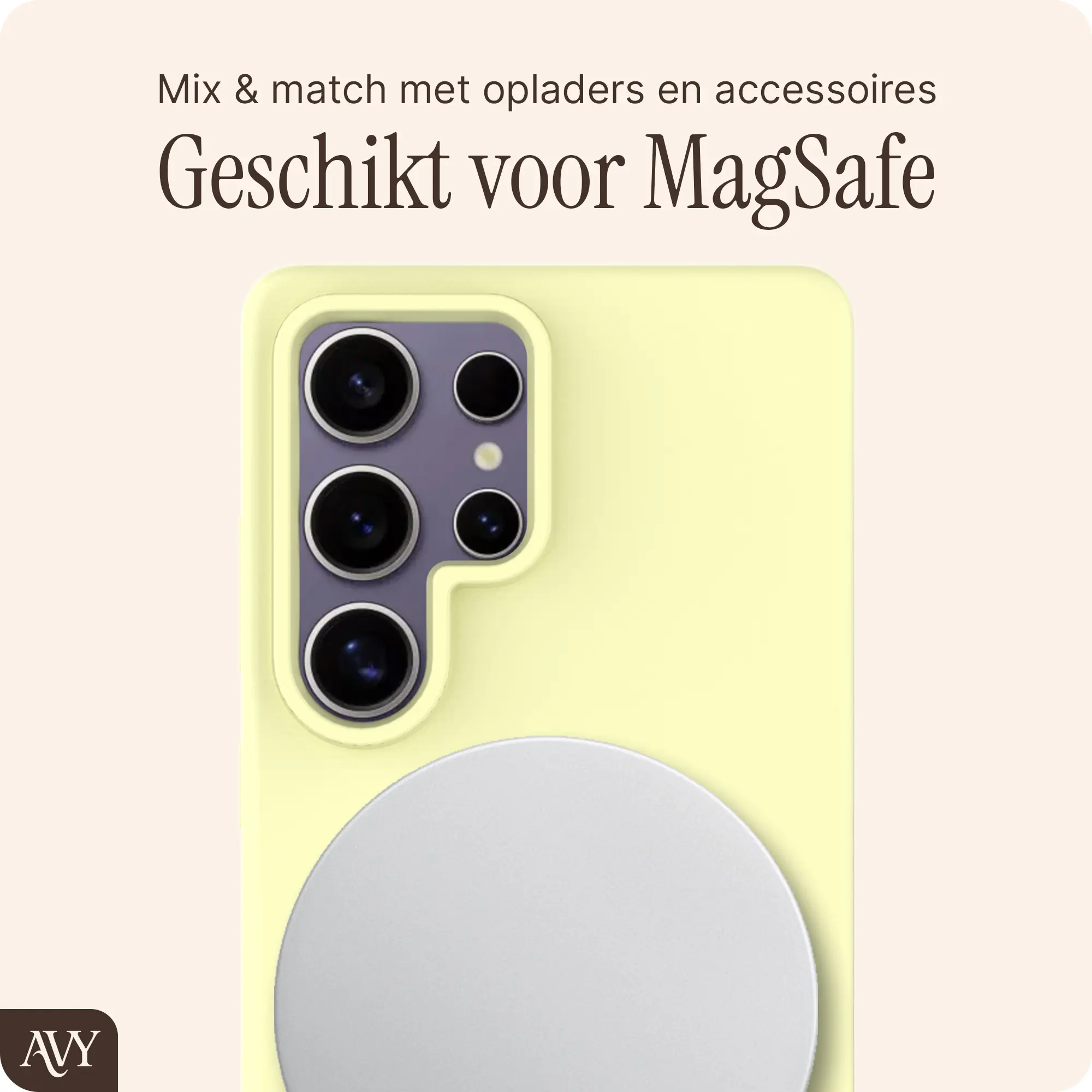 AVY Samsung Galaxy S25 Ultra Hoesje Liquid Silicone met MagSafe Butter Yellow afbeelding 8