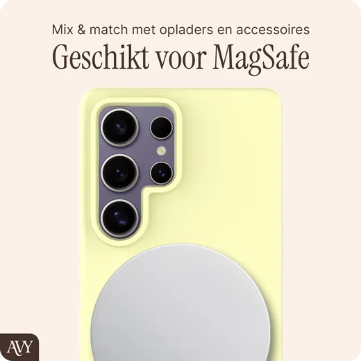 AVY Samsung Galaxy S25 Ultra Hoesje Liquid Silicone met MagSafe Butter Yellow afbeelding 8