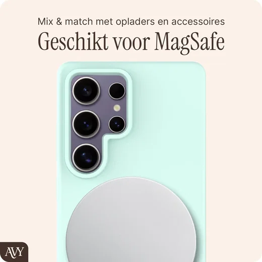 AVY Samsung Galaxy S25 Ultra Hoesje Liquid Silicone met MagSafe Matcha afbeelding 8