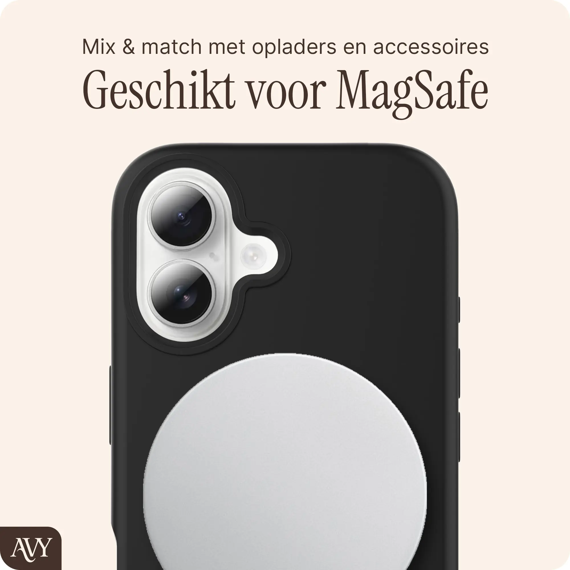 AVY Apple iPhone 16 Hoesje Liquid Silicone met MagSafe Zwart afbeelding 8