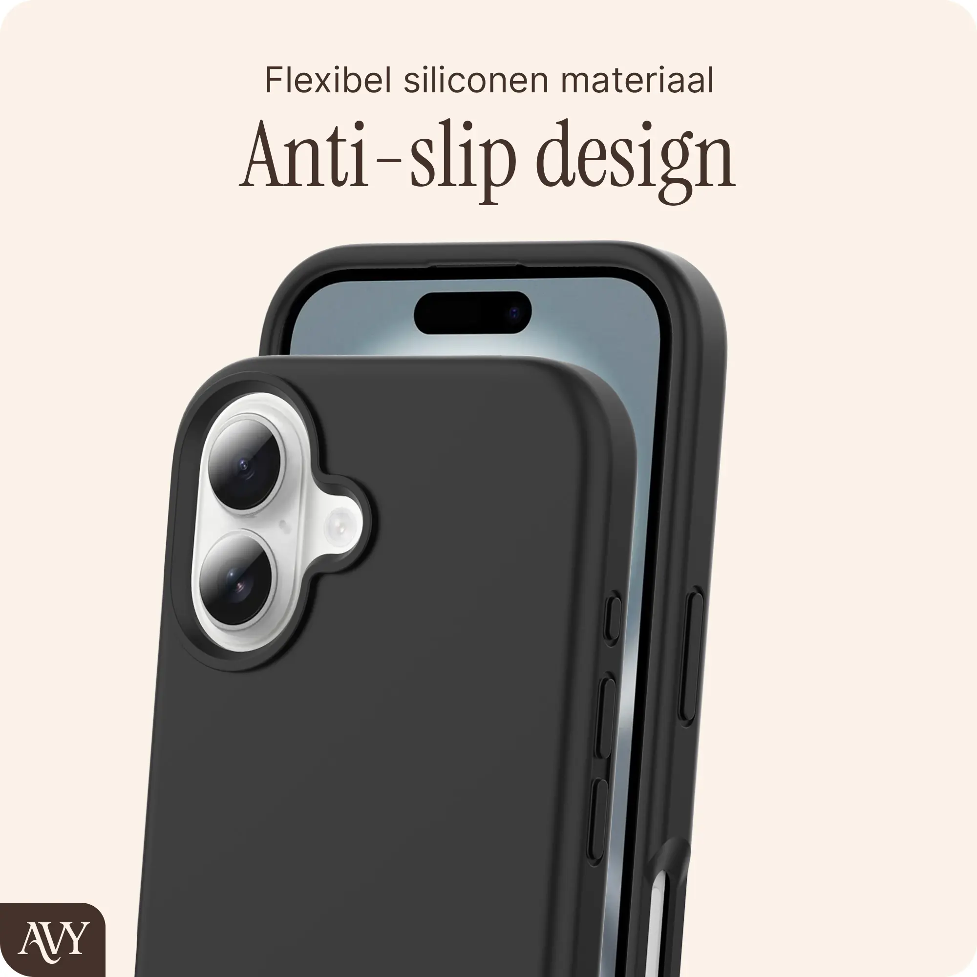 AVY Apple iPhone 16 Hoesje Liquid Silicone met MagSafe Zwart afbeelding 7