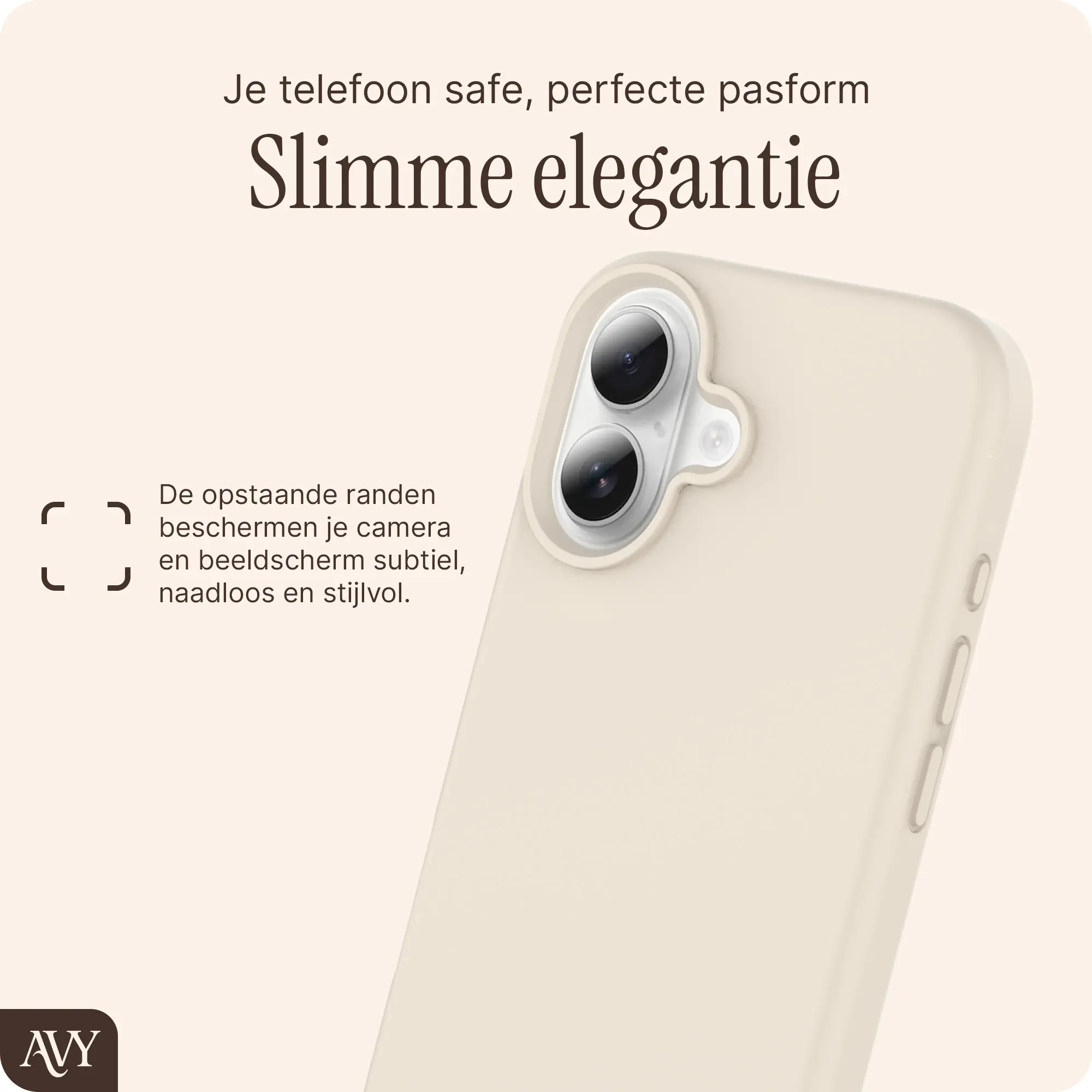 AVY Apple iPhone 16 Hoesje Liquid Silicone met MagSafe Beige afbeelding 9