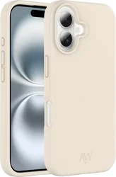 AVY Apple iPhone 16 Hoesje Liquid Silicone met MagSafe Beige afbeelding