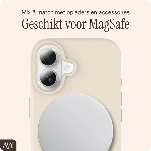 AVY Apple iPhone 16 Hoesje Liquid Silicone met MagSafe Beige afbeelding 8