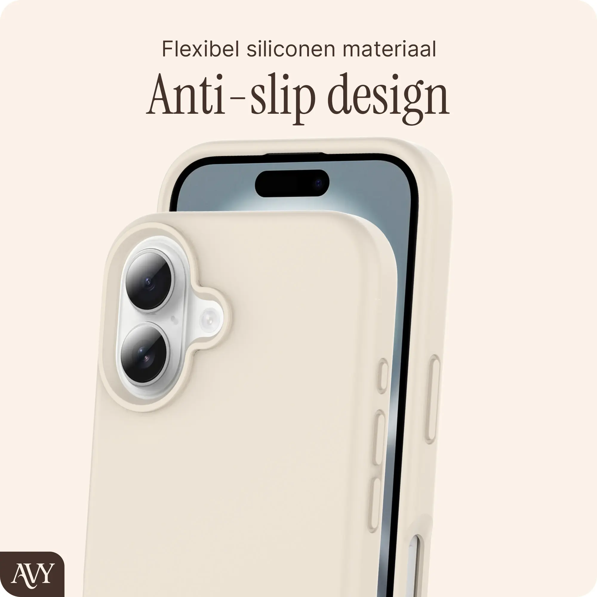 AVY Apple iPhone 16 Hoesje Liquid Silicone met MagSafe Beige afbeelding 7