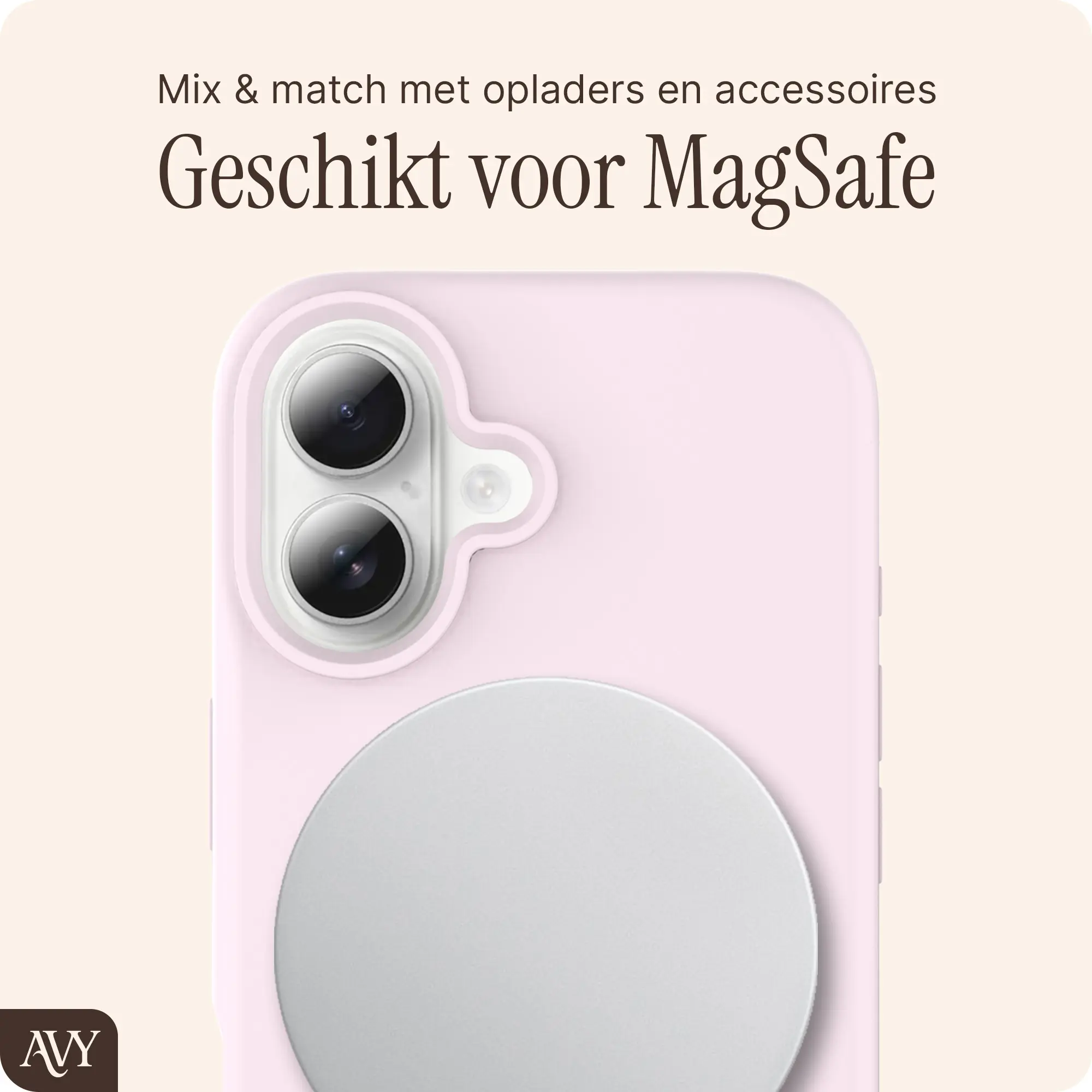 AVY Apple iPhone 16 Hoesje Liquid Silicone met MagSafe Roze afbeelding 8