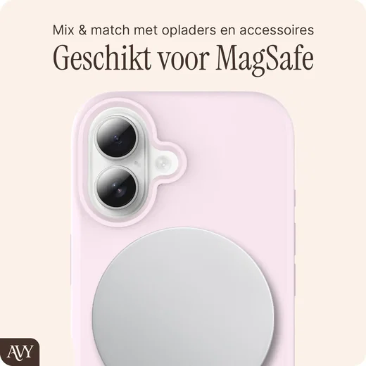 AVY Apple iPhone 16 Hoesje Liquid Silicone met MagSafe Roze afbeelding 8