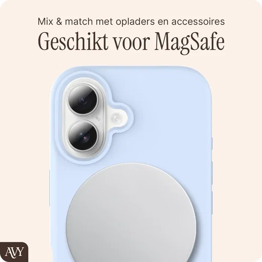 AVY Apple iPhone 16 Hoesje Liquid Silicone met MagSafe Blauw afbeelding 8