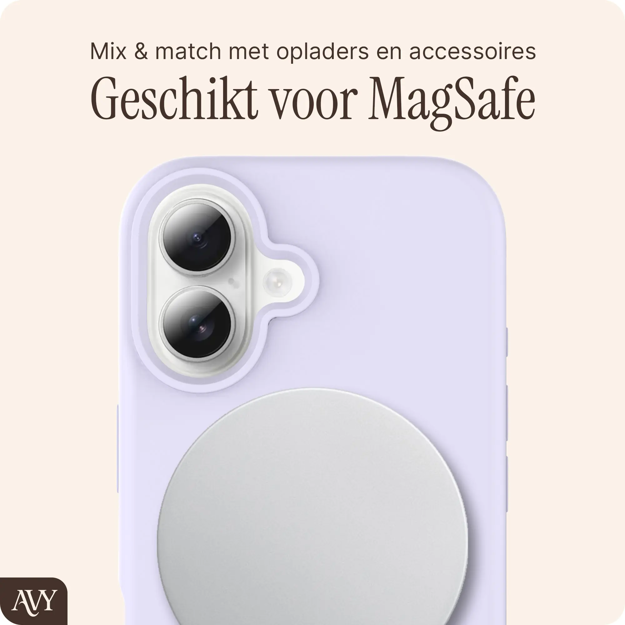 AVY Apple iPhone 16 Hoesje Liquid Silicone met MagSafe Paars afbeelding 8