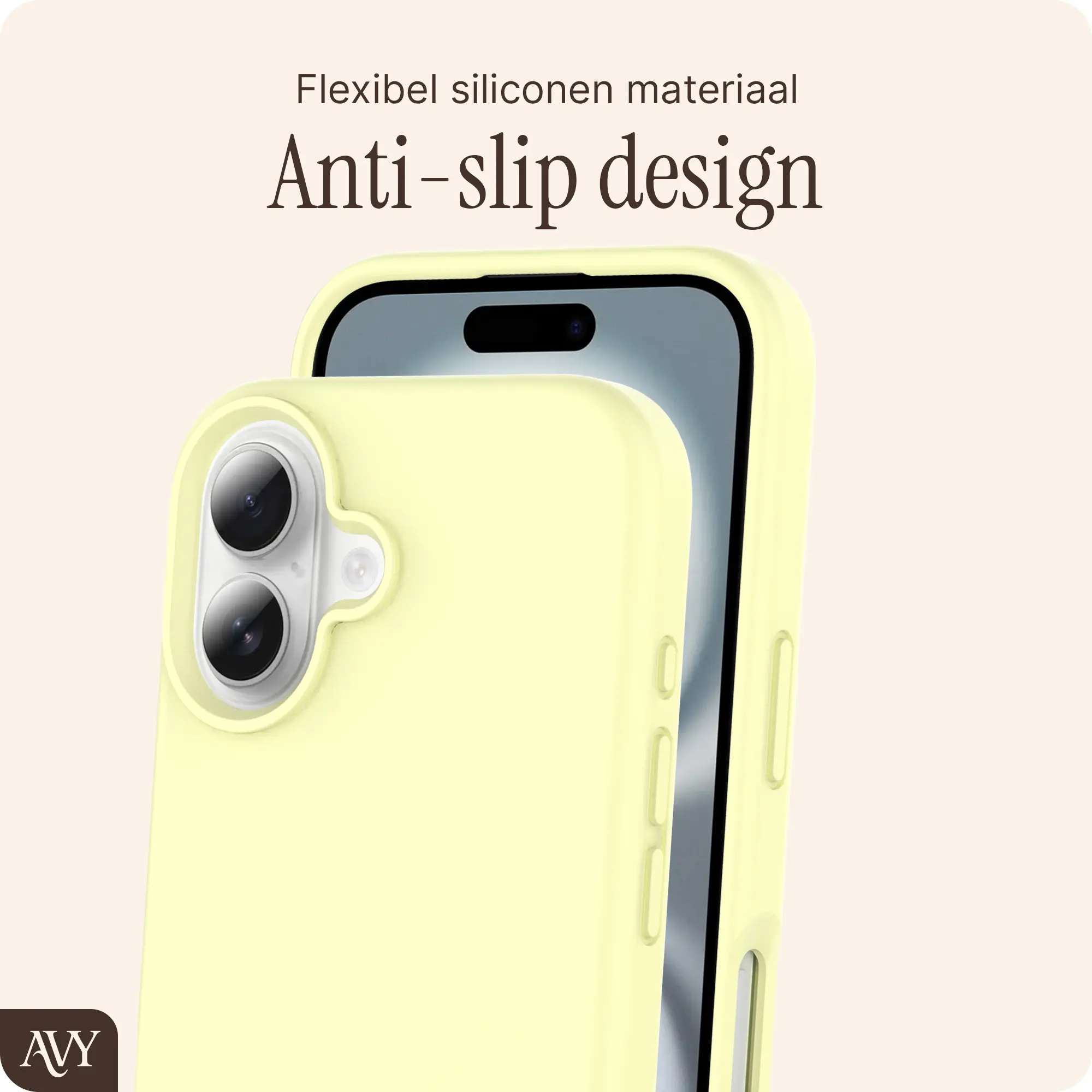 AVY Apple iPhone 16 Hoesje Liquid Silicone met MagSafe Butter Yellow afbeelding 7