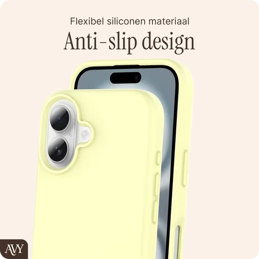 AVY Apple iPhone 16 Hoesje Liquid Silicone met MagSafe Butter Yellow afbeelding 7