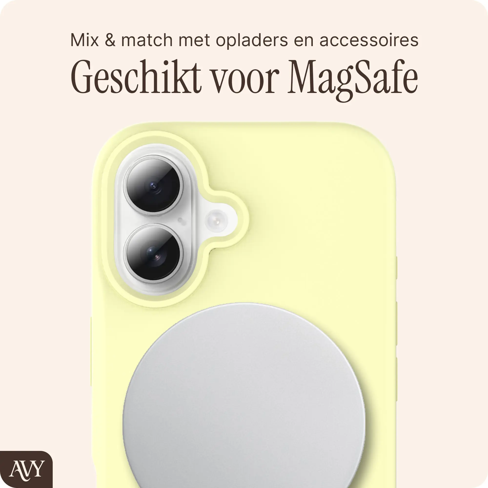 AVY Apple iPhone 16 Hoesje Liquid Silicone met MagSafe Butter Yellow afbeelding 8