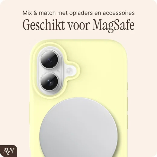 AVY Apple iPhone 16 Hoesje Liquid Silicone met MagSafe Butter Yellow afbeelding 8