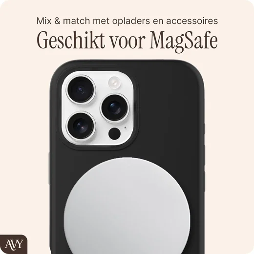 AVY Apple iPhone 16 Pro Hoesje Liquid Silicone met MagSafe Zwart afbeelding 8