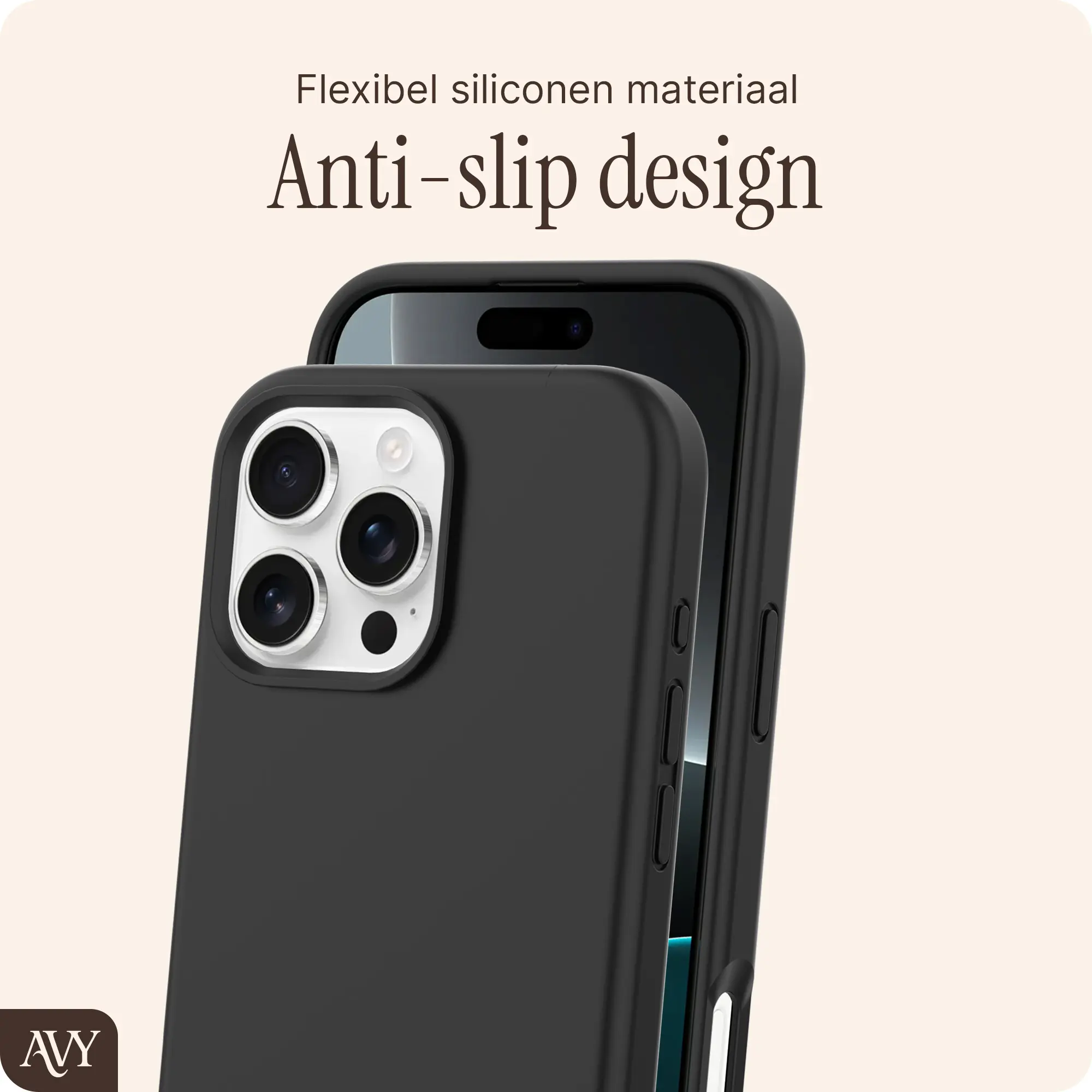 AVY Apple iPhone 16 Pro Hoesje Liquid Silicone met MagSafe Zwart afbeelding 7