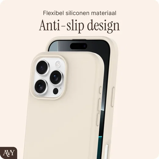 AVY Apple iPhone 16 Pro Hoesje Liquid Silicone met MagSafe Beige afbeelding 7